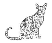 Coloriage Chat Mandala en noir et blanc