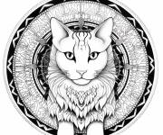 Coloriage Chat mandala JPG