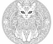 Coloriage Chat mandala majestique