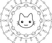 Coloriage Chat Mandala pour les tout petit