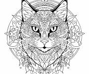 Coloriage Chat mandala relaxant
