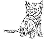 Coloriage Chat Mandala simple