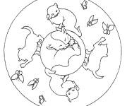 Coloriage et dessins gratuit Chat mandala tout facile à imprimer
