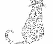 Coloriage Chat Mandala vue de derri&egrave;re