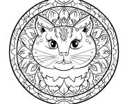 Coloriage Chat mignon mandala pour enfants