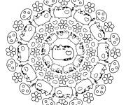 Coloriage Chat pusheen mandala