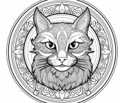 Coloriage Chat sauvage en mandala