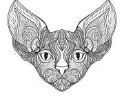Coloriage Chat Sphinx en mandala adulte