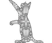 Coloriage Chat sur deux pattes en mandala