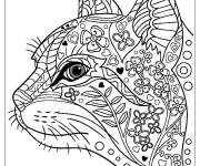 Coloriage Chat zentangle adulte gs
