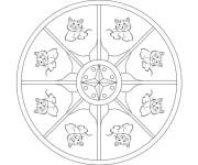 Coloriage et dessins gratuit chaton assis en mandala facile à imprimer