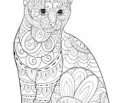 Coloriage Chaton aux motifs Zentangle