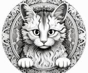 Coloriage Chaton en toute beaut&eacute; en mandala