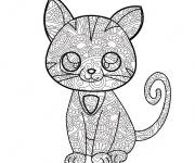 Coloriage Chaton kawaii en mandala simple