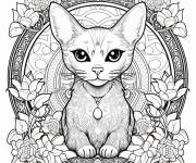 Coloriage et dessins gratuit Chaton mandala &agrave; imprimer et colorier à imprimer