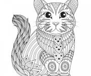 Coloriage et dessins gratuit Chaton zentangle relaxant à imprimer