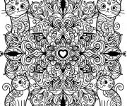 Coloriage et dessins gratuit Chats au mandala au design complexe à imprimer