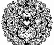Coloriage et dessins gratuit Design de chat en mandala anti-stress à imprimer
