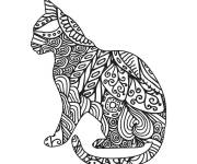 Coloriage Illustration Chat Mandala