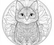 Coloriage et dessins gratuit Joli chat Mandala en dessous à imprimer