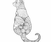 Coloriage Mandala animal chat vue de derri&egrave;re
