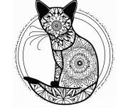 Coloriage Mandala animaux chat abstrait