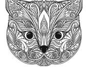 Coloriage Mandala animaux chat relaxant