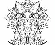 Coloriage et dessins gratuit Mandala chat &agrave; poil court exotique en ligne à imprimer