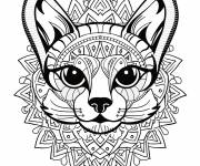 Coloriage Mandala chat abyssin