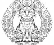 Coloriage Mandala chat animaux gratuitement