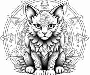 Coloriage Mandala Chat Panthera Tigre
