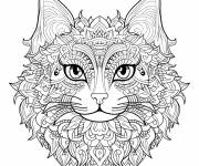 Coloriage Mandala chat siamois zentangle