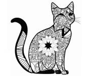 Coloriage Mandala chat zentangle pour &eacute;coliers