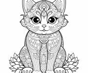 Coloriage Mandala chaton assis