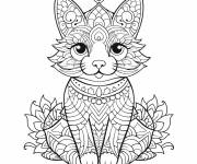 Coloriage Mandala chaton Chartreux