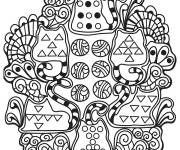 Coloriage Mandala Chats abstraits Zentangle