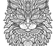 Coloriage Mandala complexe avec visage de chat