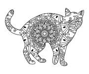 Coloriage Mandala complexe de chat styl&eacute;