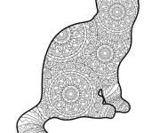 Coloriage Mandala de chat abstrait
