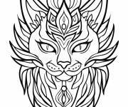 Coloriage Mandala de chat abstrait anti-stress