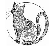 Coloriage Mandala de chat artistique en ligne