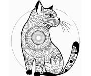 Coloriage Mandala de chat gratuit &agrave; colori