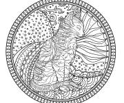 Coloriage Mandala de chat magique