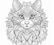 Coloriage Mandala de chat Maine anti-stress
