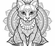 Coloriage Mandala de chat siamois gracieux