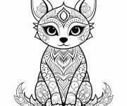 Coloriage Mandala de chat siamois relaxant