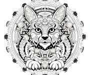 Coloriage Mandala de gros chat sauvage