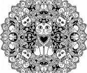 Coloriage Mandala des chats les animaux adorables