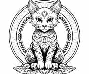 Coloriage Mandala du chat du Bengale