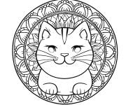 Coloriage Petit chat aimable en mandala
